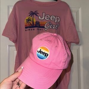 Pink Jeep Girl Shirt & Hat Set